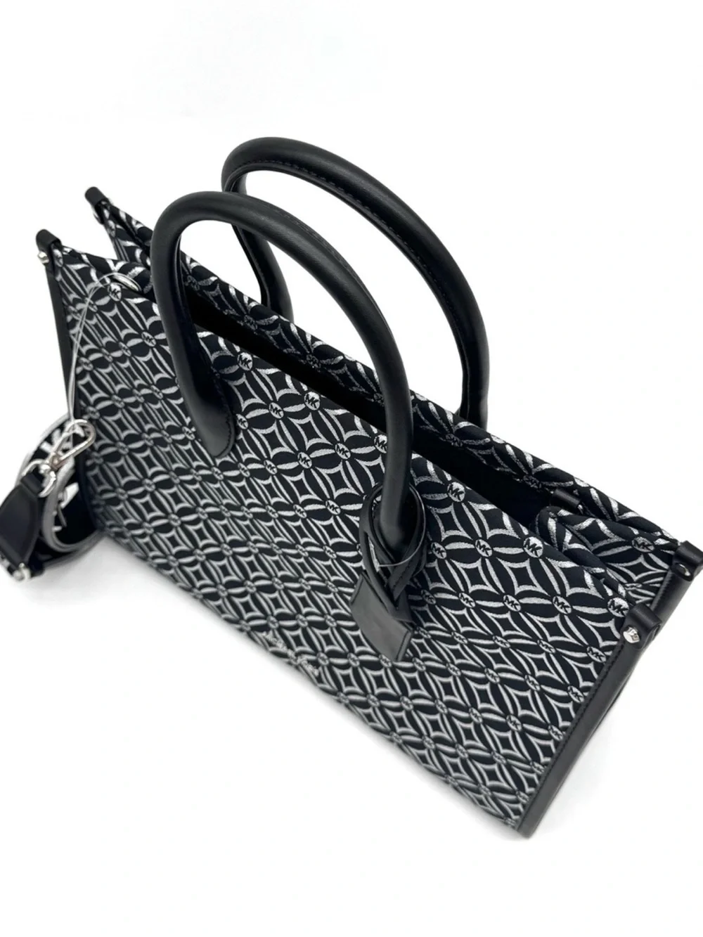 Michael Kors Medium Mirella Tote Bag & Large Trifold Wallet - Black /Silver